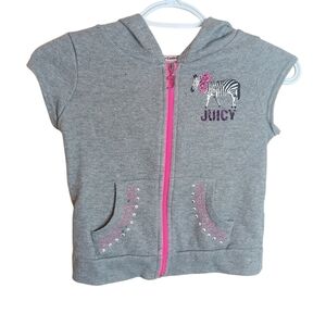 Kids Juicy Couture Sleeveless Hoodie Sweatshirt Rhinestones Zebra‎ Logo S 7/8